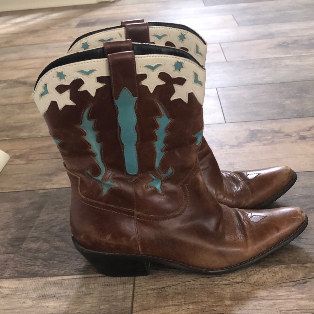 Brown Leather Cowgirl Boots